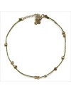 Bracelet fil de soie kaki et perles en plaqué or - Bijoux fins et originaux