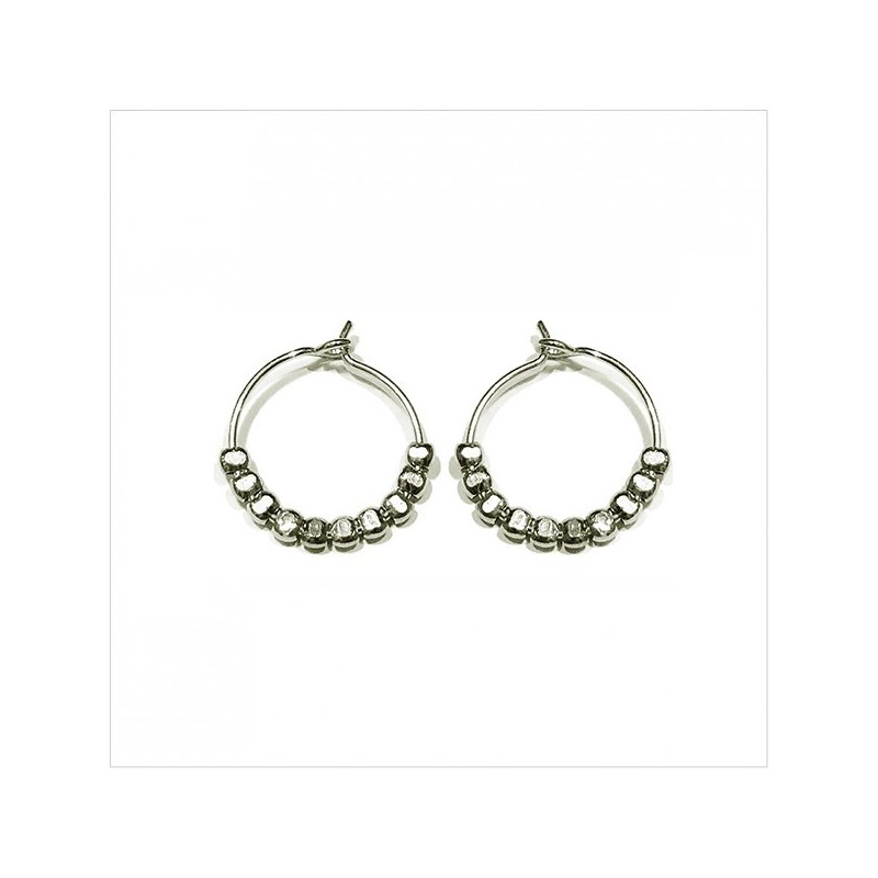 Créoles 15 mm en argent avec perles à écraser - Bijoux fins et intemporels