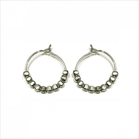 Créoles 15 mm en argent avec perles à écraser - Bijoux fins et intemporels