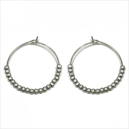 Créoles 30 mm en argent avec perles à écraser - Bijoux fins et fantaisies