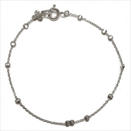 Bracelet sur chaîne en argent et perles à écraser aléatoires - Bijoux fins et intemporels