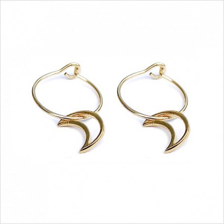 Boucles d'oreilles créoles pendentif lune évidé en plaqué or - Bijoux fins et fantaisies