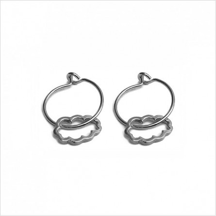 Boucles d'oreilles créoles pendentif nuage évidé en argent - Bijoux fins et fantaisies