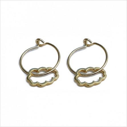 Boucles d'oreilles créoles pendentif nuage évidé en plaqué or - Bijoux fins et fantaisies