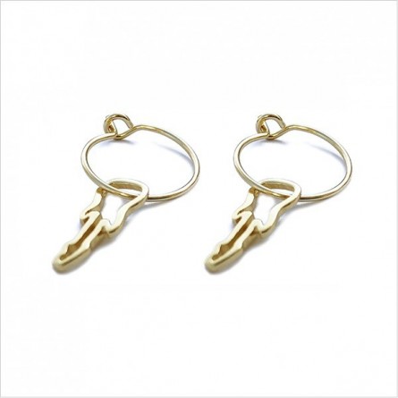 Boucles d'oreilles créoles pendentif guitare évidé en plaqué or - Bijoux fins et fantaisies