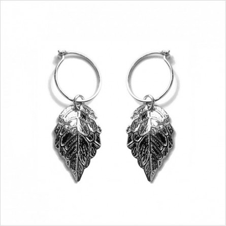 Créoles 15 mm en Argent pendentif feuille d'automne - Bijoux fins et modernes