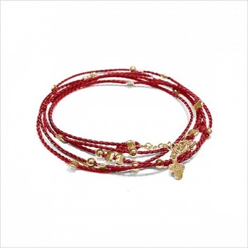 Bracelet lien rouge perles en plaqué or - Bijoux fins et fantaisies originaux