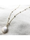Collier pendentif perle d'eau douce sertie nacrée  plaqué or - Bijoux fins et modernes