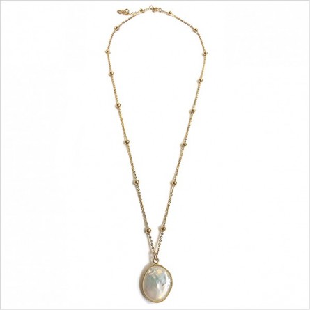 Collier pendentif perle d'eau douce sertie nacrée  plaqué or - Bijoux fins et modernes