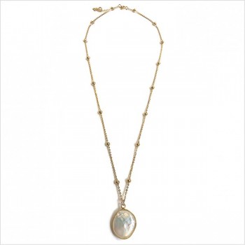 Collier pendentif perle d'eau douce sertie nacrée  plaqué or - Bijoux fins et modernes