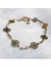 Bracelet sur chaine style ancien médailles fleuries plaqué or - Bijoux fins et fantaisies tendances