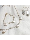 Créoles 25 mm en plaqué or perles d'eau douce baroques nacrées irrégulières pendantes - Bijoux fins de créateur