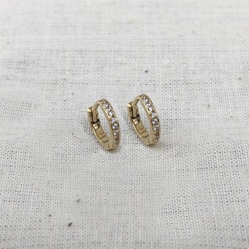 Minis boucles d'oreilles créoles serties de zirconium blanc en plaqué or - Bijoux fins et modernes