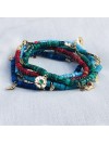 Bracelet ethnique perles colorées médaille martelée en plaqué or - Bijoux originaux ethniques
