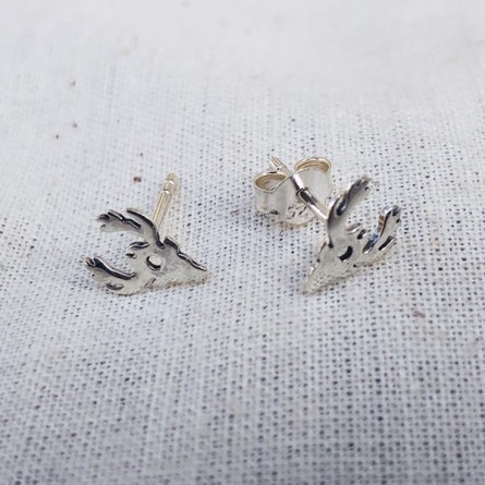 Boucles d'oreilles puce tête de Renne en argent - Bijoux fins de créateur