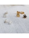 Boucles d'oreilles puce flocon de neige en plaqué or et Argent - Bijoux fins de créateur