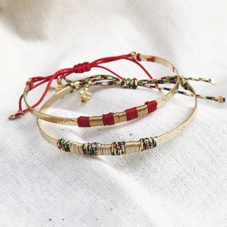 Jonc martelé ethnique en plaqué or - Bijoux fins  et ethniques