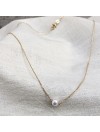 Collier sur chaine plaqué or pierres rondes perle d'eau douce nacrée - Bijoux fins et intemporels