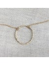 Collier anneau martelé 20 mm sur chaine en plaqué or - Bijoux fins et intemporels
