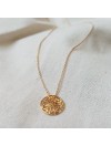 Collier médaille mini dentelle sur chaîne plaqué or - Bijoux modernes