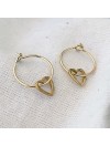 Boucles d'oreilles créoles pendentif coeur évidé en plaqué or - Bijoux fins et fantaisies
