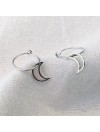 Boucles d'oreilles créoles pendentif lune évidé en argent - Bijoux fins et fantaisies