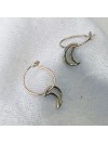 Boucles d'oreilles créoles pendentif lune évidé en plaqué or - Bijoux fins et fantaisies