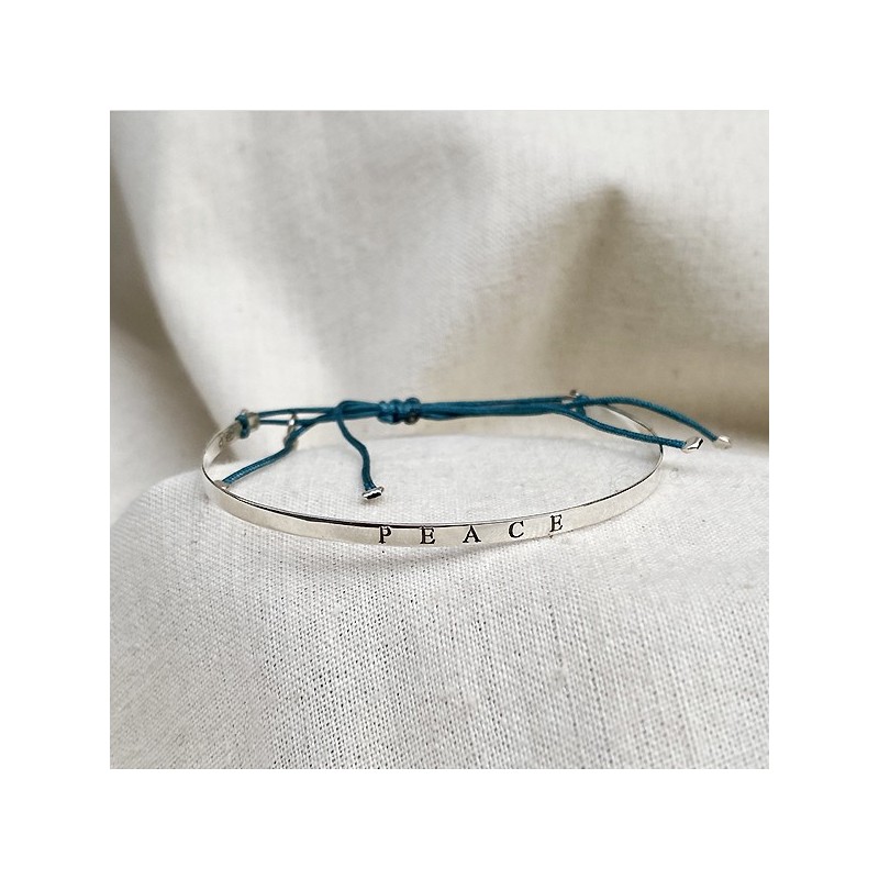 Jonc gravé message peace en argent - bijoux fins et tendances