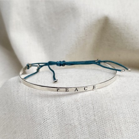 Jonc gravé message peace en argent - bijoux fins et tendances