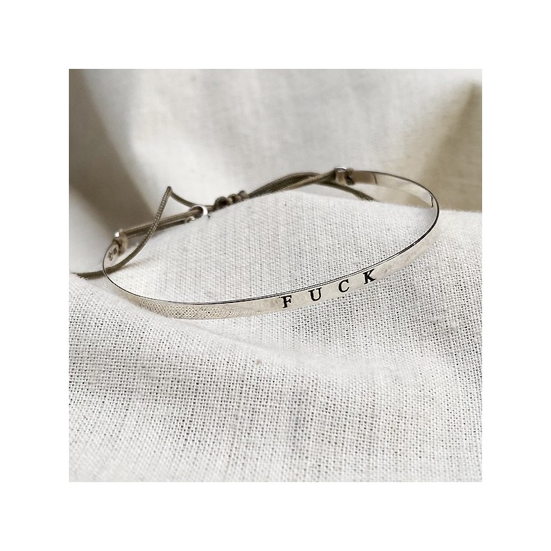 Jonc gravé message fuck en argent - bijoux fins et tendances