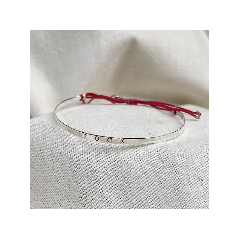 Jonc gravé message rock en argent - bijoux fins et tendances