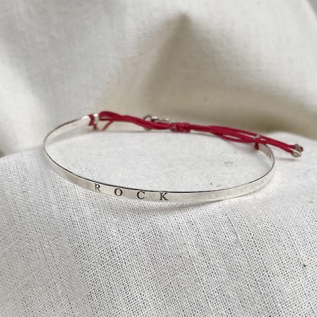 Jonc gravé message rock en argent - bijoux fins et tendances