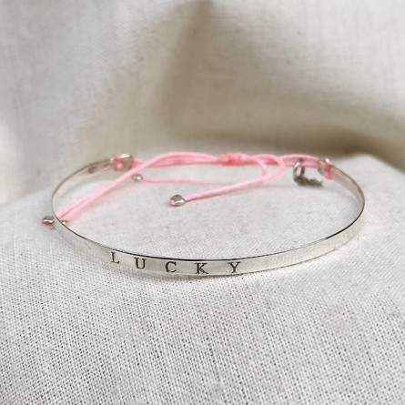 Jonc gravé message lucky en argent - bijoux fins et tendances
