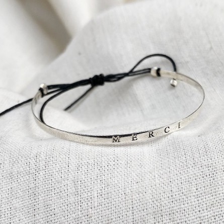 Jonc gravé message merci en argent - bijoux fins et intemporels