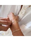 Bracelet sur chaine à fins maillons allongés en plaqué or - Bijoux fins et tendances