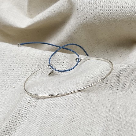 Jonc fin martelé en argent ajustable - Bijoux fins et fantaisies