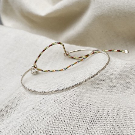 Jonc fin martelé en argent ajustable - Bijoux fins et fantaisies