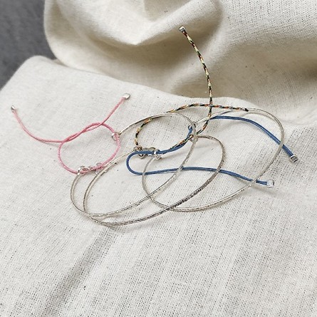 Jonc fin martelé en argent ajustable - Bijoux fins et fantaisies