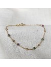 Bracelet sur chaine perlée en plaqué or et pierres fines en Rubis soizite - Bijoux fins et tendances