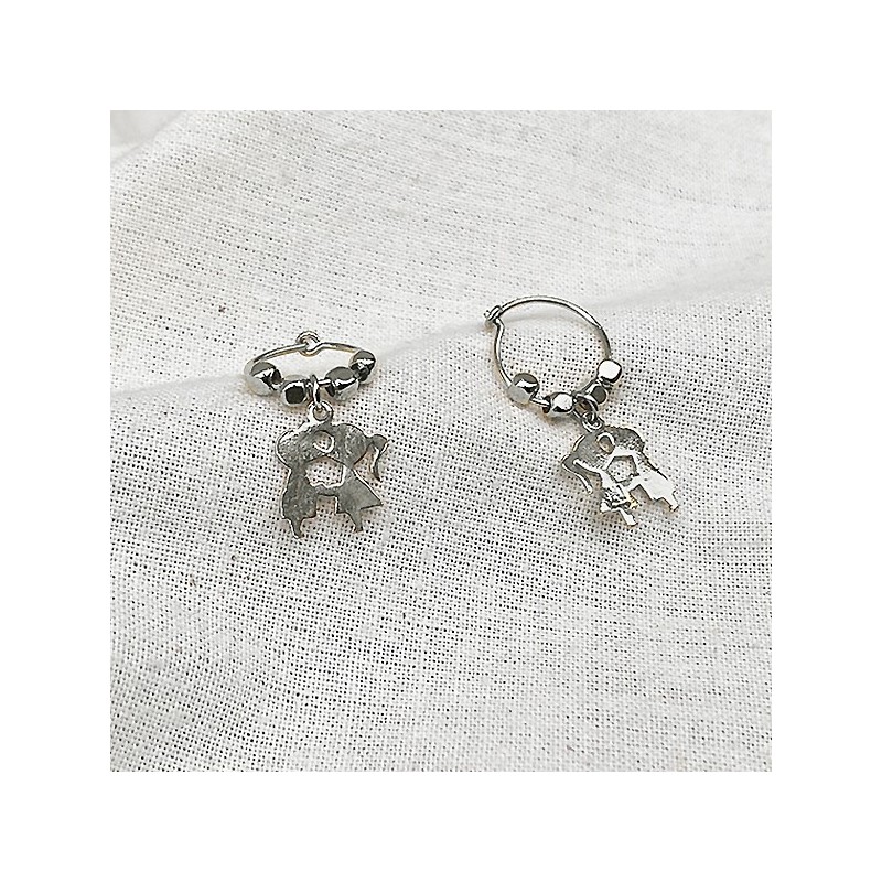 Créoles en argent avec perles facettées pendentif amoureux - Bijoux fins et fantaisies