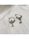 Créoles en argent avec perles facettées pendentif clef - Bijoux fins et fantaisies
