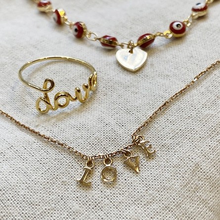 Bracelet sur chaine œil rouge en plaqué or - Bijoux fins et fantaisies