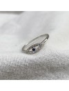 Bague Oeil / blue eye en argent sertie de zirconium colorés - Bijoux tendances de créateur