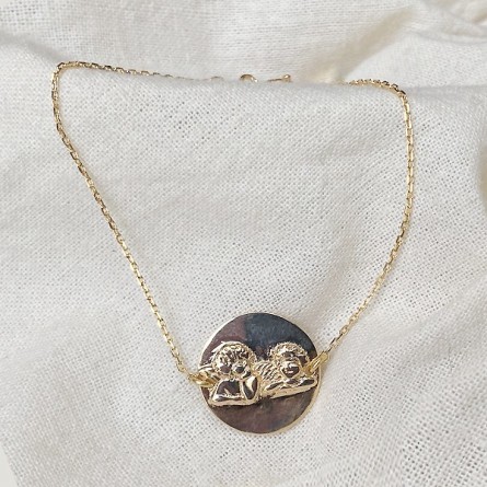 Bracelet médaille Ange ronde sur chaine fine en plaqué or - Bijoux fins et fantaisies tendances