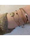 Bracelet médaille Ange ronde sur chaine fine en plaqué or - Bijoux fins et fantaisies tendances