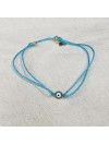 Bracelet œil en plaqué or sur lien turquoise ajustable - Bijoux fins et fantaisies tendances