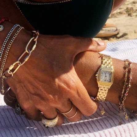 Bracelet sur chaine œil rouge en plaqué or - Bijoux fins et fantaisies