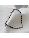 Bracelet sur chaine plaqué or et perles bleu klein - Bijoux fins et fantaisies