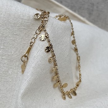 Bracelet plaqué or sur chaine boules et minis pampilles ciselées - bijoux fins et fantaisies tendances