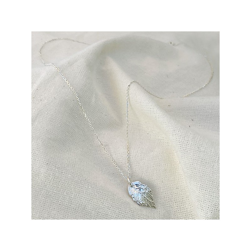 Collier médaille feuille d'automne sur chaine en argent - Bijoux fins fantaisies